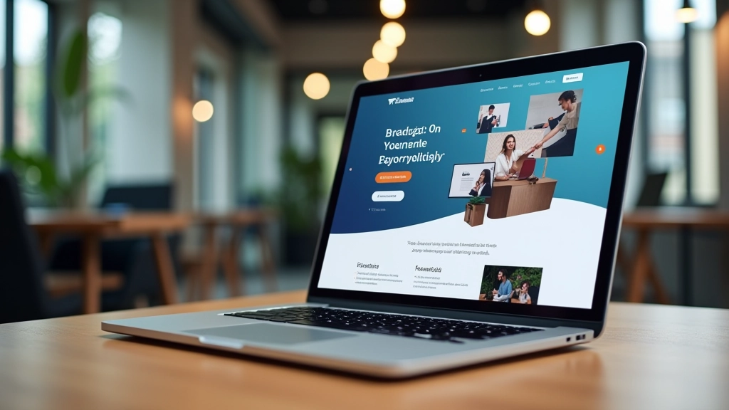 Modern laptop displaying a clean hero section with balanced text and imagery layout