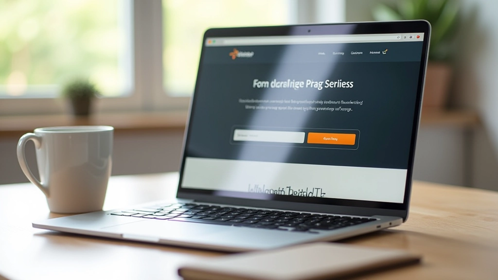 Modern laptop displaying a professionally designed landing page with clear hero section and prominent call-to-action button